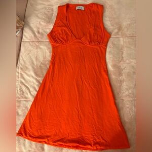 Oh Polly Tangerine Ruched Bust A-Line Mini Dress
